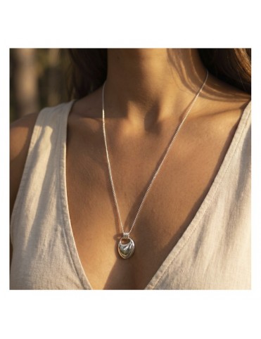 Collar Lotus Style Cadena Barbada con Colgante Gota LS2688-1/1