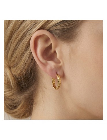 Pendientes Lotus Style Aro Trenzado tipo Espiga Dorado LS2745-4/2