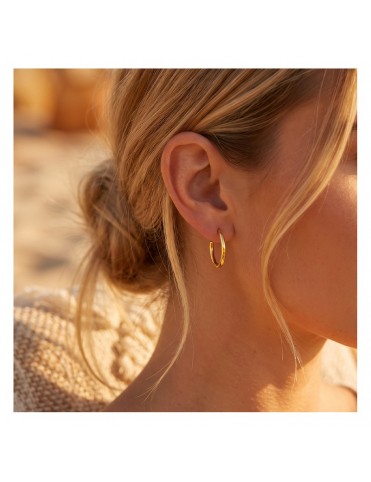 Pendientes Lotus Style Aro Grueso Liso Dorado LS2746-4/2