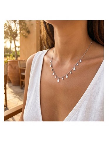 Collar Lotus Style con Gotas Colgantes a lo Largo de la Cadena LS2770-1/1