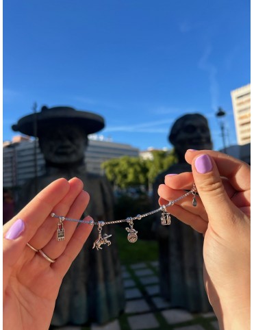 Pulsera Plata Mujer soy de Burgos 4 colgantes 9104023