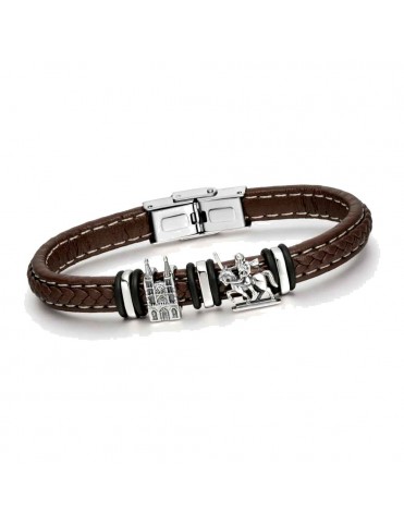 Pulsera de Piel Marrón para Hombre con Catedral y El Cid de Burgos en Plata de Ley 925 9110798