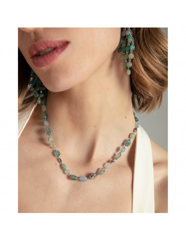 Collar Viceroy Acero con Piedras Naturales Apatita, Aguamarina y Aventurina 42 cm 14359C01016