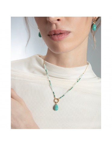 Collar Viceroy Plata Baño de Oro con Amazonita, Turquesa y Circonitas 13269C100-92