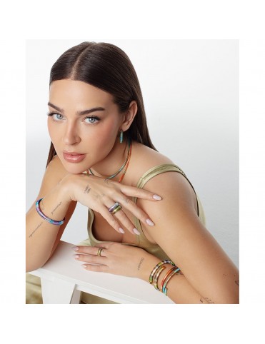 Anillo Viceroy Laura Escanes Tubogas Acero con Cordón Azul y Morado Talla 16 14361A01613