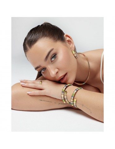 Pulsera Viceroy Laura Escanes Tubogas Abierta Dorado con Cordón Verde y Azul 14361P01016
