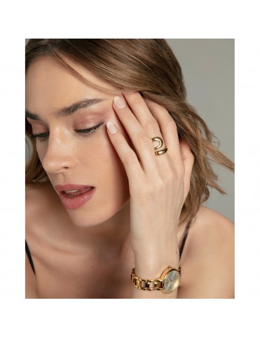 Anillo Viceroy Acero Dorado Abierto Ondulado Talla 14 14371A01412