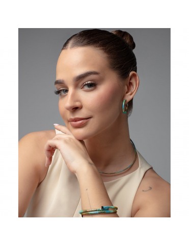 Pulsera Viceroy Laura Escanes Tubogas Abierta Acero con Cordón Azul, Verde y Marrón 14361P01019