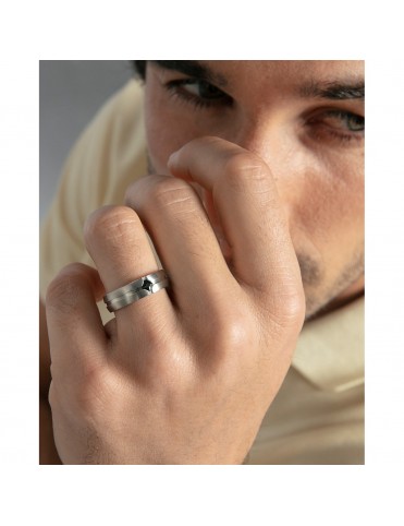 Anillo Viceroy Hombre Acero con Circonita Negra Talla 24 14388A02400