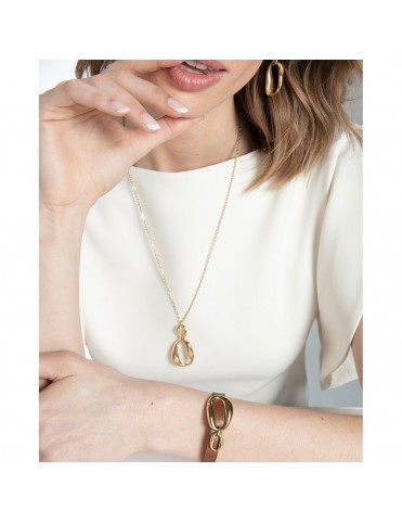 Pulsera Viceroy Acero Dorado y Piel Marrón con Eslabón Ovalado 15205P01011