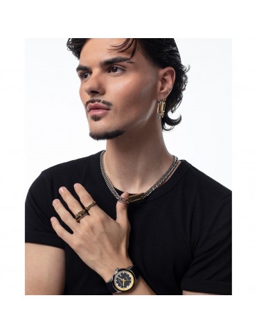 Pendiente Único Viceroy Abraham Mateo Eslabón con Placa Bicolor Acero y Dorado 15213E01000