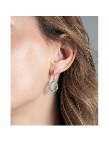 Pendientes Viceroy Plata Baño de Oro con Gota de Circonitas Turquesa 3,2 cm 2367E100-33