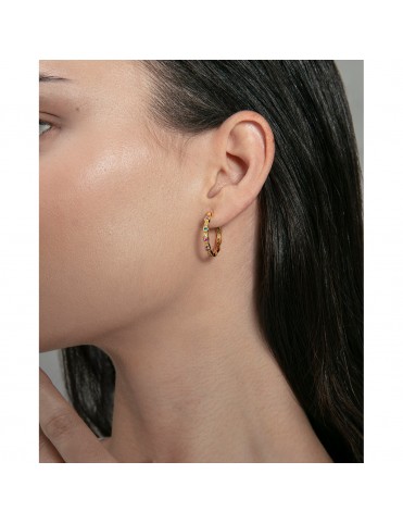 Pendientes Viceroy Aro Plata Baño de Oro con Circonitas de Colores 2,1 cm 2374E100-39