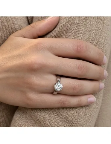 Anillo Solitario De Oro Blanco Con Diamante De Laboratorio 2,03 Quilates ST061352/2K