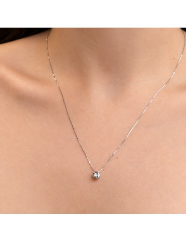 Collar Chatón De Oro Blanco Con Diamante De Laboratorio 0,03 Quilates CG060844