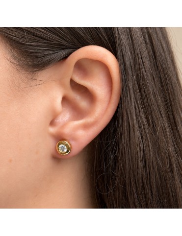 Pendientes Chatón De Oro Amarillo Con Diamantes De Laboratorio 0,50 Quilates PT060851-OA