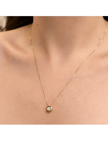 Collar Chatón De Oro Amarillo Con Diamante De Laboratorio 0,11 Quilates CG060848-OA