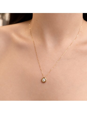 Collar Chatón De Oro Amarillo Con Diamante De Laboratorio 0,25 Quilates CG060851-OA