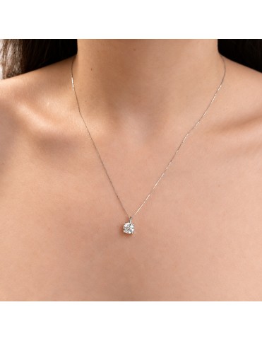 Collar De Oro Blanco Con Diamante De Laboratorio 1 Quilate CG061309/1K