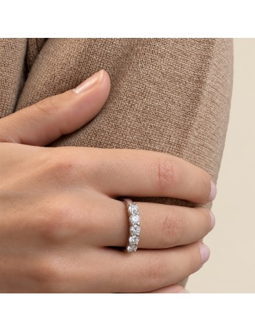 Alianza De Oro Blanco Con Diamantes De Laboratorio 1 Quilate ST061215/1K