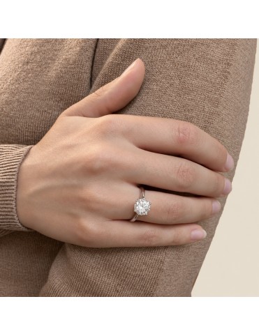 Anillo Solitario De Oro Blanco Con Diamante De Laboratorio 0,50 Quilates ST061323/50