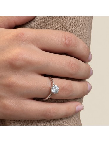 Anillo Solitario De Oro Blanco Con Diamante De Laboratorio 1,03 Quilates ST061323/1K