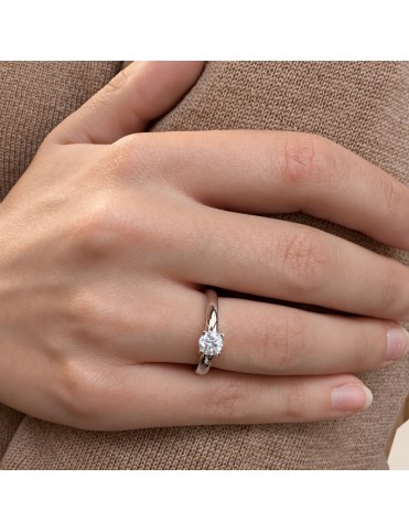 Anillo Solitario De Oro Blanco Con Diamante De Laboratorio 0,50 Quilates ST061352/50