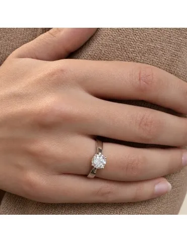 Anillo Solitario De Oro Blanco Con Diamante De Laboratorio 2,00 Quilates ST061546/2K