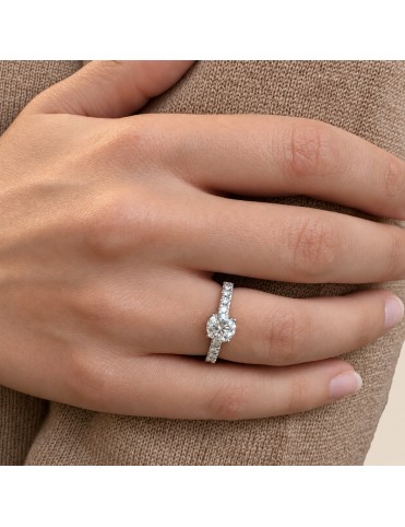 Anillo De Oro Blanco Con Diamantes De Laboratorio, Central De 1,01 Quilates ST061581/1K-OB