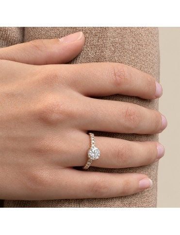 Anillo De Oro Amarillo Con Diamantes De Laboratorio, Central De 1,01 Quilates ST061581/1K-OA