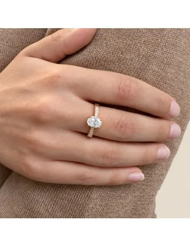 Anillo De Oro Amarillo Con Diamantes De Laboratorio, Central De 1,02 Quilates ST061582/1K