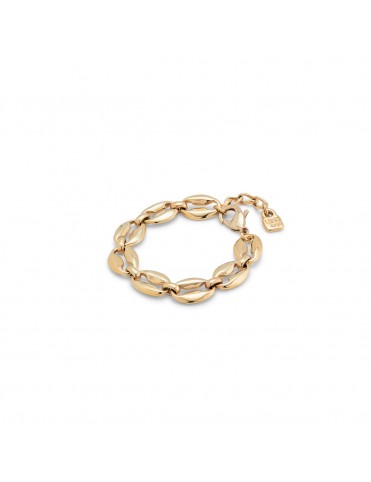 Pulsera UNOde50 Thankful de Eslabones en Forma de Concha Bañada en Oro PUL2407ORO0000M