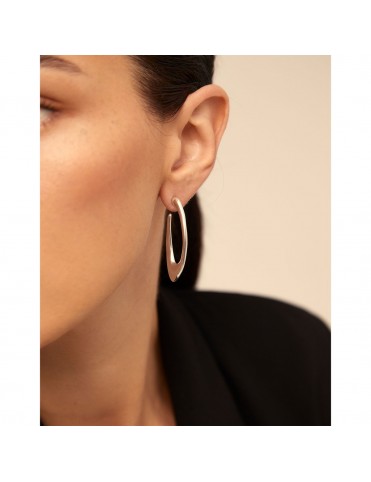 Pendientes UNOde50 de Aro Oval Irregular Bañados en Plata PEN0433MTL0000U