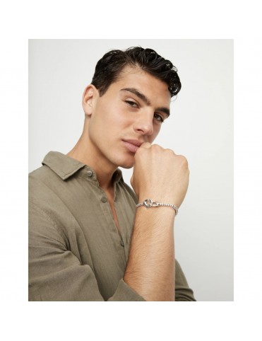 Pulsera UNOde50 Ser Inseparable de Bolas Pequeñas Bañada en Plata con Mosquetones PUL2581MTL0000M