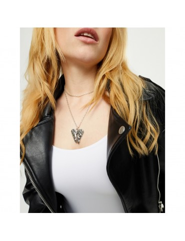 Collar UNOde50 Ser Invencible Largo Bañado en Plata con Colgante de Alas COL2039MTL0000U