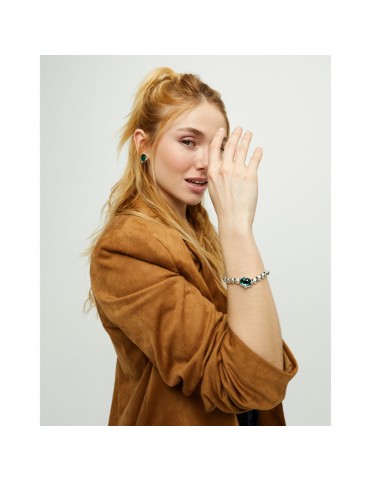 Pulsera UNOde50 Ser Deslumbrante de Bolas Bañada en Plata con Cristal Verde PUL2595VRDMTL0M