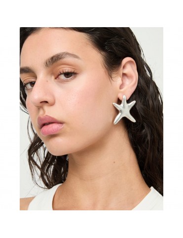 Pendientes UNOde50 Arcadia Grandes con Forma de Estrella de Mar Bañados en Plata PEN1084MTL0000U