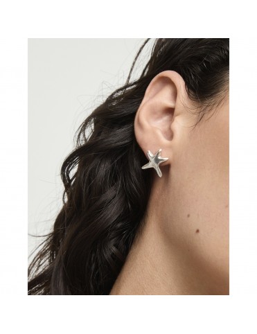 Pendientes UNOde50 Arcadia Pequeños con Forma de Estrella de Mar Bañados en Plata PEN1098MTL0000U