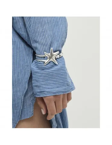 Pulsera UNOde50 Arcadia Semirrígida Bañada en Plata con Perlas y Estrella de Mar PUL2643BPLMTL0M