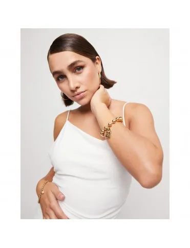 Pulsera UNOde50 de Bolas Bañada en Oro con Cierre de Hormiga PUL1215ORO0000M