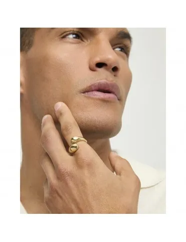 Anillo UNOde50 Médula de Doble Gota Bañado en Oro Talla 15 ANI0873ORO00015