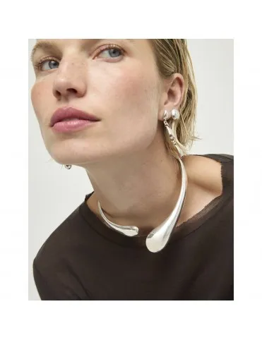 Collar UNOde50 Médula Rígido Bañado en Plata con Dos Gotas COL2083MTL0000U