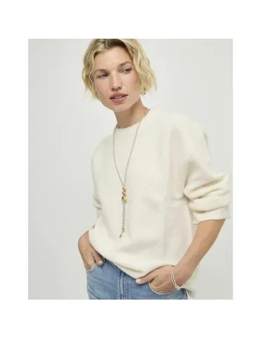 Collar UNOde50 Médula Largo en Y de Cuentas Bañadas en Plata con Gotas en Oro COL2101OROMTL0U