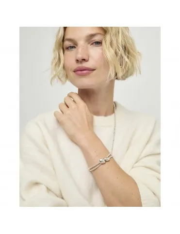 Pulsera UNOde50 Médula Doble de Bolitas Bañada en Plata con Dos Gotas PUL2662MTL0000M