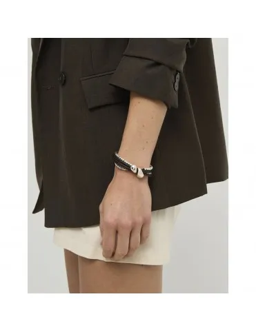 Pulsera UNOde50 Médula de Cuero y Cuentas Bañadas en Plata con Dos Gotas PUL2666MARMTL0M