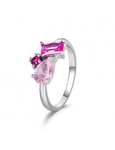 Anillo de Circonitas Rosa y...