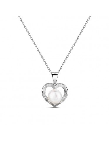 Collar Corazón con Perla...