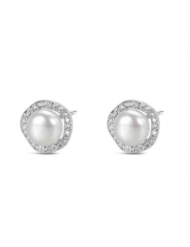 Pendientes Perla con Bisel...