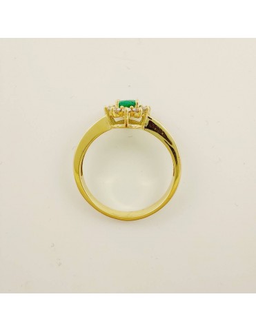 Anillo de Oro Amarillo 18K con Esmeralda 0,41 ct y Orla de Brillantes 0,16 ct 0750613SFE3