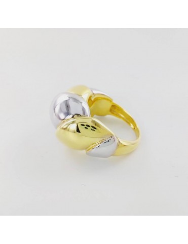 Anillo de Oro Bicolor 18K Liso Entrelazado 1456457S1